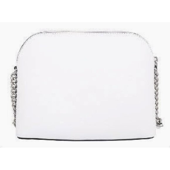 New Michael Kors Jet Set Travel Medium Dome Crossbody Leather Optic White - Picture 4 of 4